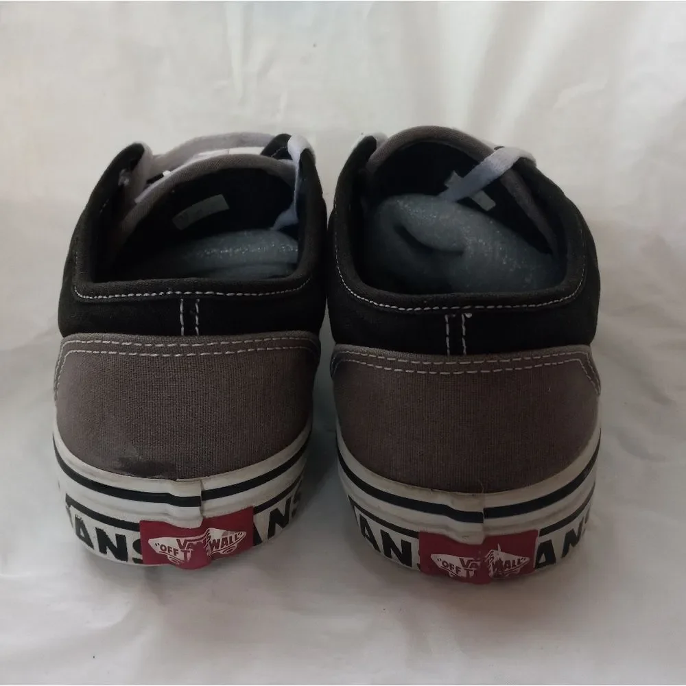 Vans Man's Atwood Sidewall Logo Grey/Black Skate Canvas Sneakers Size 7